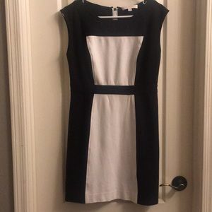 LOFT BLACK AND WHITE BLOCK DRESS